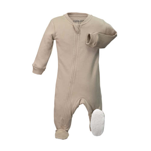 Cozy Mocha Organic Cotton Footed Baby Sleeper | ZippyJamz