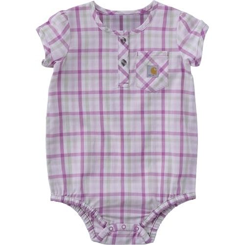 Carhartt Baby Girls' Puff-Sleeve Woven Fabric Poplin Bodysuit