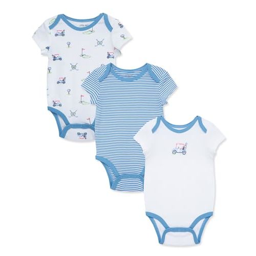 Little Me Clothes for Baby 3-Pack 100% Cotton Scratch Free Tag Bodysuits, Newborn to 9 Months