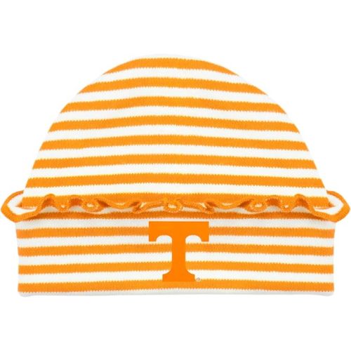 College Baby Ruffled Striped Cap - Team Logo, Multiple Colors for Baby Girls, Newborn (0-3 Months)