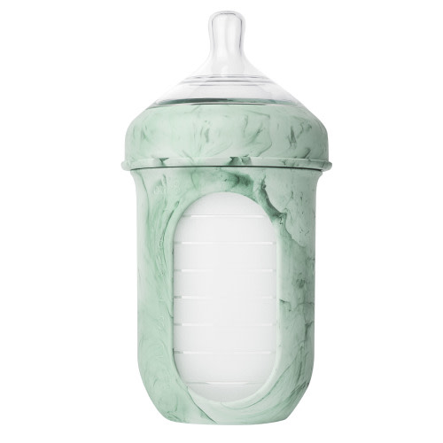 Boon NURSH Reusable Silicone Pouch Baby Bottle – Stage 2 Medium Flow – 8oz – Mint Tie Dye