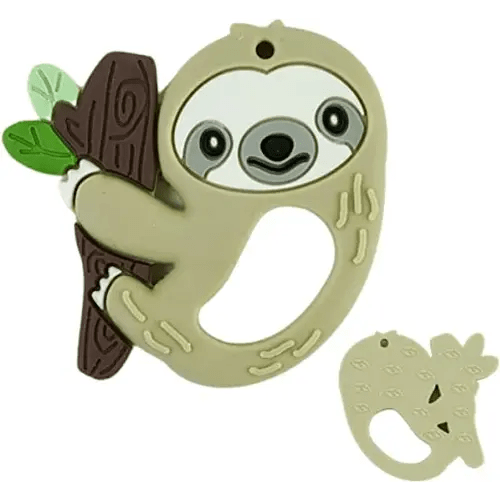 BUSY BABY Teething Toy - 2-in-1 Teether and Toy for Babies and Toddlers - As seen on Shark Tank - Made from 100% Food Grade Silicone - BPA Free and BPS Free - Dishwasher Safe - Sloth
