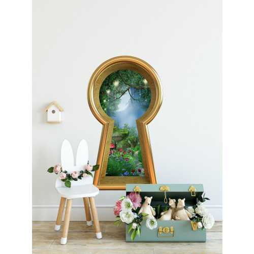 Keyhole Removable Wall Decal Enchanted Lantern Forest Wonderland Fairytale Fantasy Portal Wall Mural
