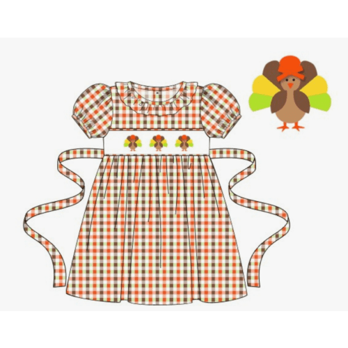 Girls Smocked Fall Turkey Dress
 – Howdy House Kids