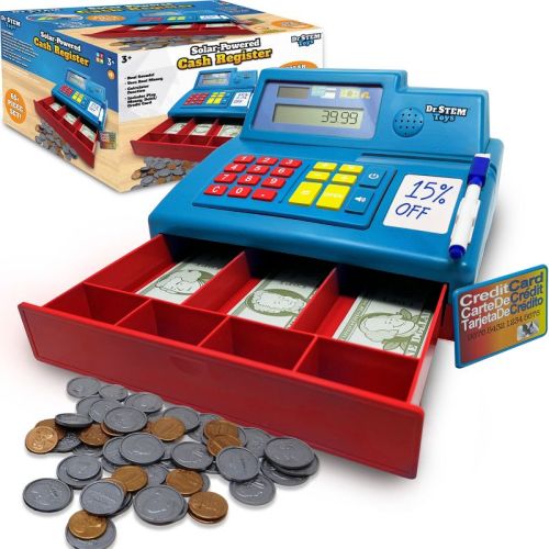 Dr. STEM: Solar-Powered Cash Register - Blue - 68pc Store & Shopping Roleplay