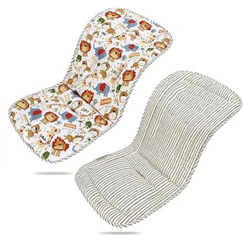 Baby Stroller Cushion,Infant Car Seat Insert-Reversible Universal Breathable and Soft Newborn seat Liner for Stroller,100% Cotton Seat Pad Liner for Newborns-34x78cm,1 Pack(Happy Zoo)