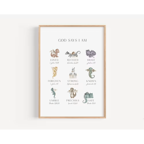 "God Says I am..." Dragon Nursery Art