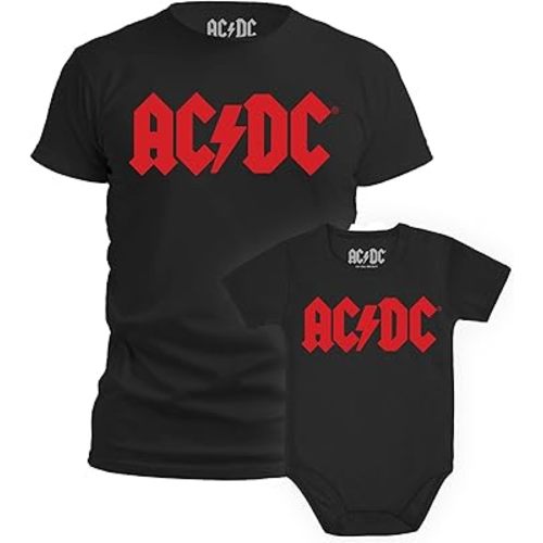 Tstars AC/DC Dad & Baby Matching Outfits New Dads Gift Set Fathers Day Shirt and Infant Bodysuit for Son or Daughter