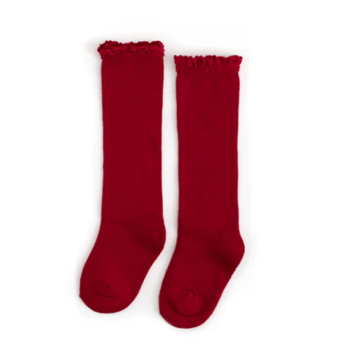 Cherry Lace Top Knee High Socks | Wild Ones Baby Boutique