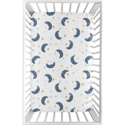Sweet Jojo Designs Bear and Moon Star Mini Fitted Crib Sheet & Reviews | Wayfair