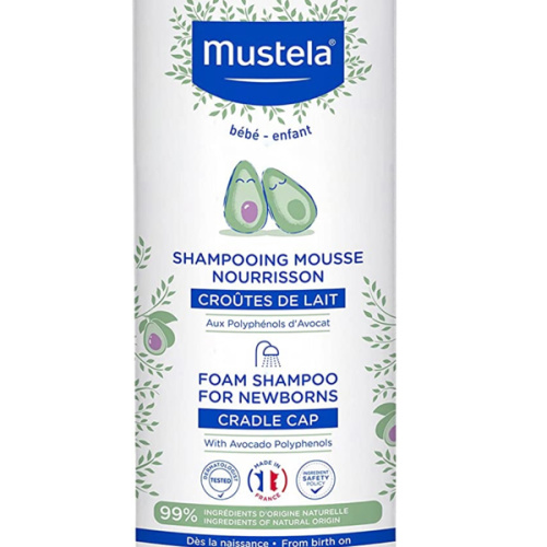 Mustela Cradle Cap Foam Shampoo for Newborn - Baby Shampoo with Natural Avocado - Tear-Free & Fragrance-Free - 5.07 fl. oz.