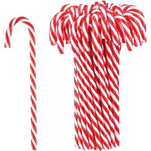 Hicarer 50 Pieces Christmas Plastic Candy Cane 5.9 Inch Christmas Tree Hanging Ornament Decoration Twisted Tree Candy Cane Ornament for Xmas Holiday Party Favor (Red and White)