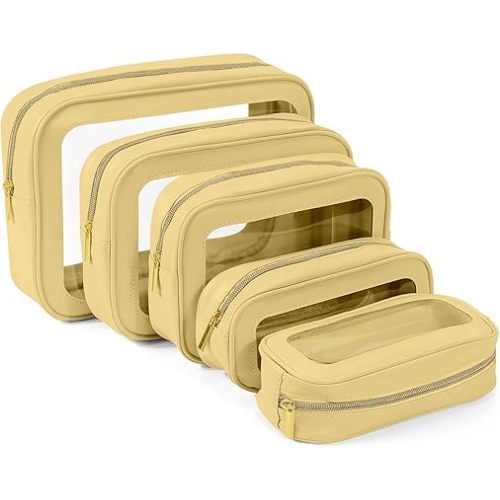 YOPCDJ 5PCS Diaper Bag Organizer Pouch Set, TSA Approved Toiletry Bag，Clear Waterproof TPU Makeup Bag Set Travel Organizer Bags for Women and Kids