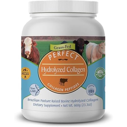 Perfect Supplements – Unflavored Hydrolyzed Collagen Powder for Men and Women - Collagen Peptides - Mix in Hot Cold Liquids, Grass Fed, Easy Absorption, 660 Grams