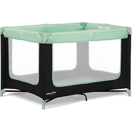 Dream On Me Zodiak Baby Playard, Breathable Mesh Sides, Soft Comfortable Mattress, Quick & Easy to Fold with Travel Carry Bag, Compact Space Saving Design - Mint