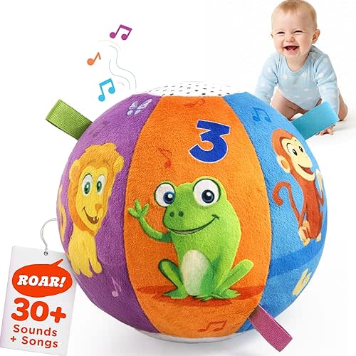 Move2Play, Hilariously Interactive Baby Ball with Music & Sound Effects | First Birthday Gift | Toddler Toy for Boys & Girls | Age 6, 9, 12, 18+ Month | 1, 2+ Year's Old (Baby Ball)
