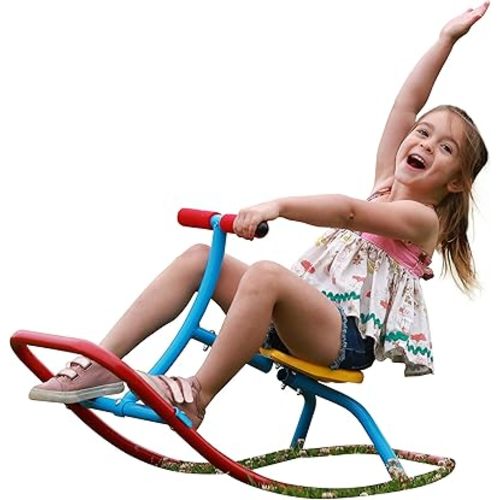 PLATPORTS Kids Indoor Single Rocking Seesaw, Safety-Stable Wide Base Rocker for Ages 3 4 5 6, Supports Balance, Coordination & Motor Skill Development