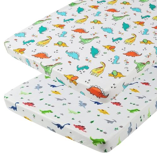 Onacosht Pack n Play Sheets 3 Pack for Baby Unisex, Stretchy Jersey Knitted Portable Mini Crib Sheets Playard Mattress Cover for Baby Boys and Girls, Clouds Stripes and Arrow Printing