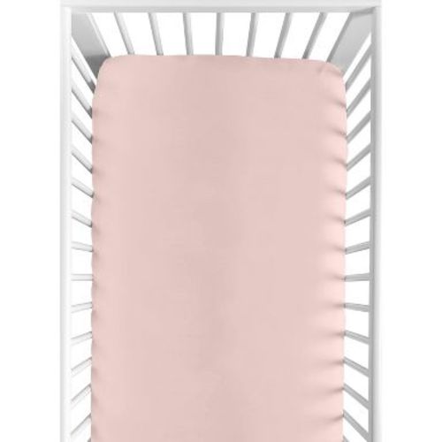 Sweet Jojo Designs Girl Baby Fitted Crib Sheet Peony Floral Garden Collection Solid Blush Pink