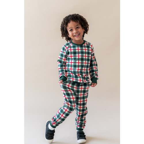 Long Sleeve Jogger Set in Holiday Plaid