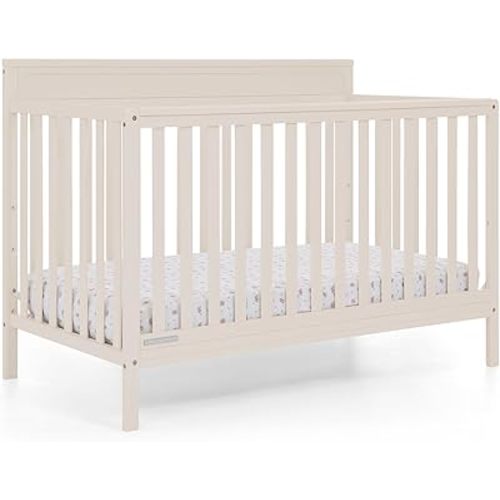 Delta Children Isabelle 6-in-1 Convertible Crib, Converts to Toddler Bed, Daybed, Sofa & Full Bed with/Without Footbaord, Fits Standard Crib Mattress, 3 Mattress Heights for Baby Nursery, Soft Beige