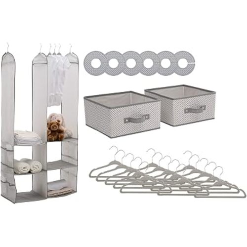 Delta Children 24-Piece Nursery Storage Set, Cool Grey, 24 Count