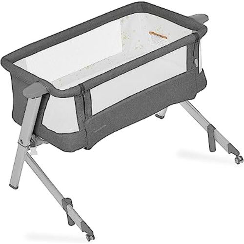 Skylar Bassinet and Bedside Sleeper in Grey, Lightweight and Portable Baby Bassinet, Five Position Adjustable Height, Easy to Fold and Carry Travel Bassinet, JPMA Certified