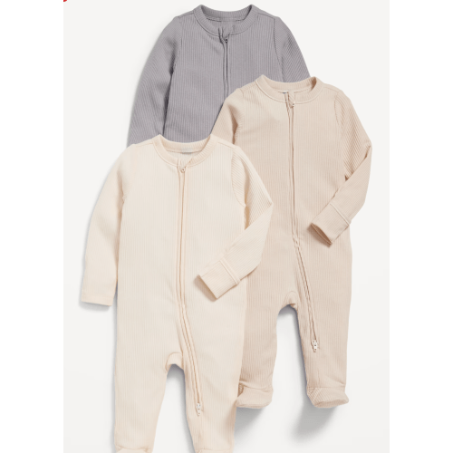 2-Way-Zip Sleep & Play Footed One-Piece 3-Pack for Baby