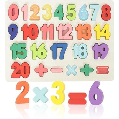 Number Puzzle - Montessori Wooden Puzzles for Toddlers 3-5 | Shape Learning Toy | Number Blocks for Kids | Preschool Educational Gift