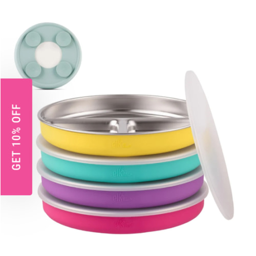 7.8" Stainless Steel Divided Plates with Suction Sleeve