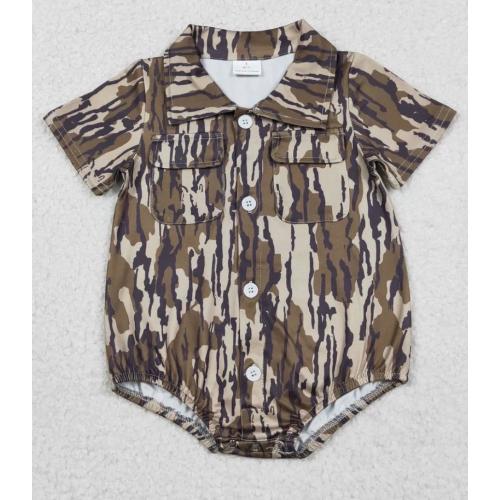 Boys Bottomland Camo Button Romper
