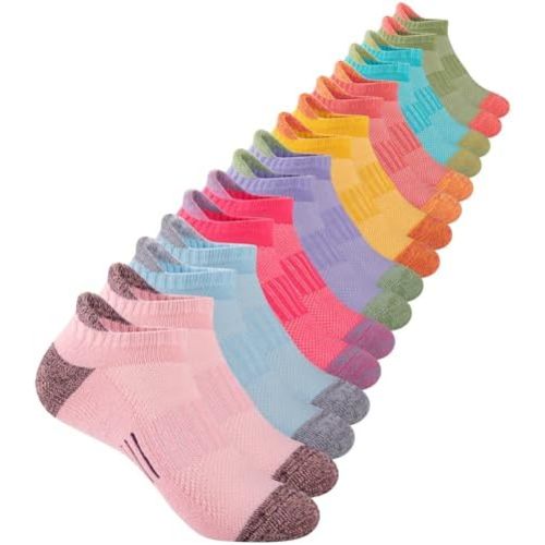 Comfoex Girls Socks Ankle Athletic Socks For Kids 4-6 6-8 8-10 Years Old Short Socks With Cushioned Sole 8 Pairs