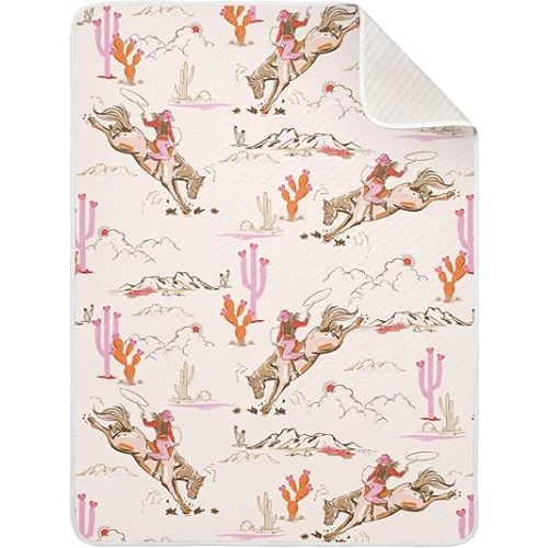 Cowgirl Western American Baby Blankets Soft Warm Crib Stroller Blanket for Toddler Newborn Girls Boys 30x40in