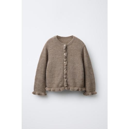 RUFFLED WOOL KNIT CARDIGAN - Light beige | ZARA United States