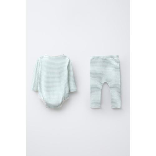 STRIPED BODYSUIT AND LEGGINGS SET - Sea green | ZARA United States