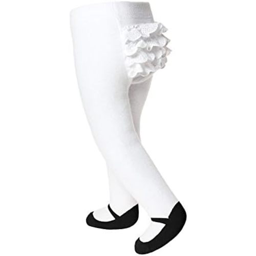 Baby Girl Tights with Sewn-in Mary Jane Shoe Design - Anti Slip - Cotton-Infant & Toddler Sizes