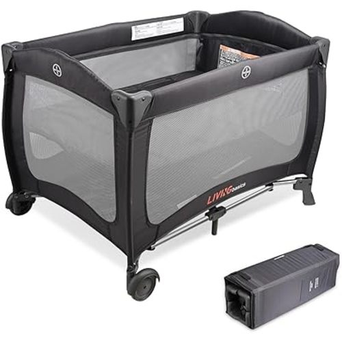 LIVINGbasics 2-in1 Foldable Baby Playard & Bassinet