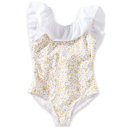 Edgehill Collection x Megan Karp Little Girls Josefina Floral Ruffle Bow One Piece Swimsuit