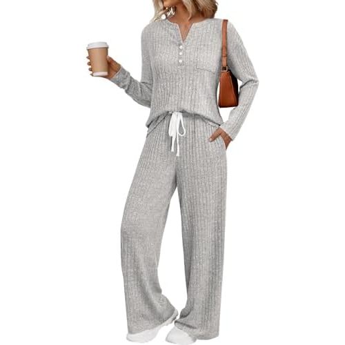 LILLUSORY Womens 2 Piece Lounge Sets Matching Airport Travel Outfits 2026 Spring Clothing Fall Pajamas Sweat Suits Pockets