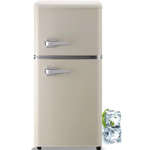 3.0 Cu.ft 2 Doors Compact Refrigerators with Freezers, Retro Mini Refrigerators, Cream