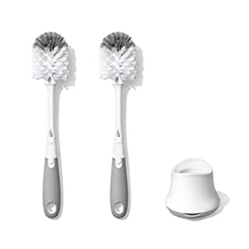 Amazon.com: OXO Tot Bottle Brush with Nipple Cleaner and Stand – Gray, 2-Pack : Baby