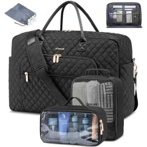 LOVEVOOK Travel Duffle Bag, Weekender Bag for Women with Toiletry Bag Carry on Overnight Bag with Laptop Compartment, Yoga Gym Bag with Wet Pocket Shoe Bag, Hospital Bag for Labor and Delivery