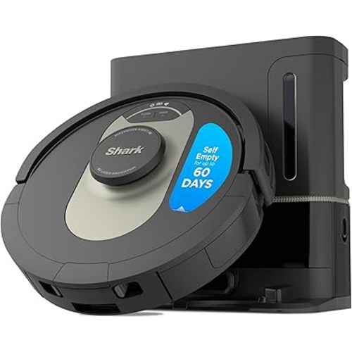 Shark AV2501AE AI Robot Vacuum with XL HEPA Self-Empty Base, Bagless, 60-Day Capacity, LIDAR Navigation, Perfect for Pet Hair, Compatible with Alexa, Wi-Fi Connected, Carpet & Hard Floor, Black