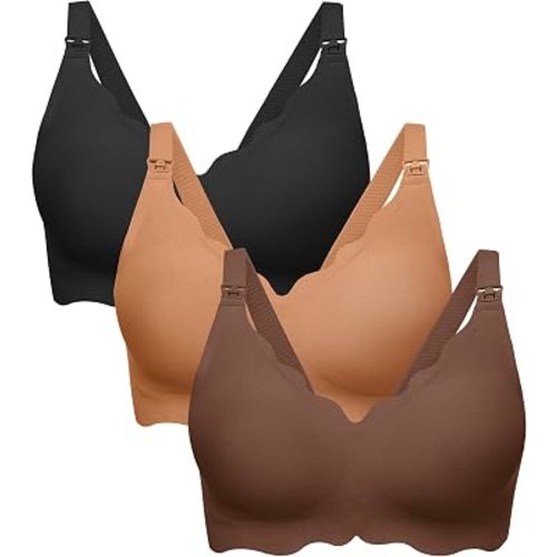 Angelhood Nursing Bras for Breastfeeding Ultra Comfort Seamless Maternity Bra Pack Wireless Pregnancy Bralette Bra Extender