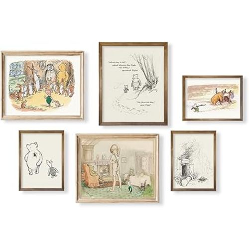 Vintage Hundred Acre Wood Poster - You Are Braver Than You Think - Winnie The Pooh Nursery Wall Art - Toddler Room Decor - Gifts for Winnie Fans Lover - Motivational Quote for Kids Little Boys Bedroom