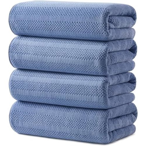 ecolook Microfiber Bath Towels Set of 4, 31 x 63 Inch Extra Large Bath Towel Set, Super Soft & Highly Absorbent, Quick Dry Lightweight Towels for Bathroom, Gym, Spa, Pool & Travel, Navy Blue