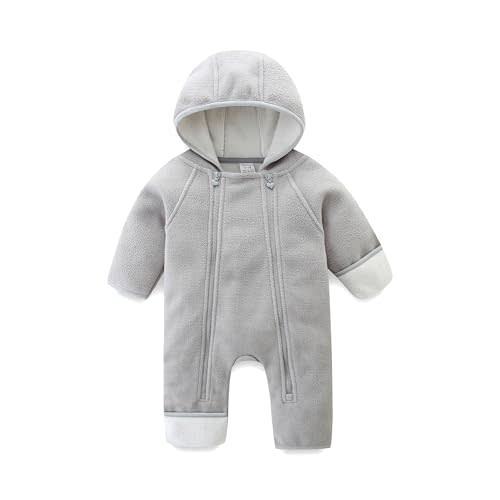 JingleBaBa Newborn Baby Fleece Jumpsuit Girls Boys Winter Hooded Coverall Romper Cute Baby Snowsuit Clothes