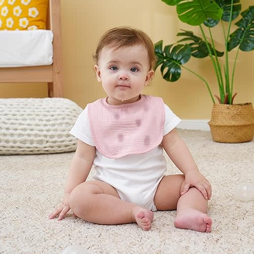 Muslin Baby Bibs 6-Pack Baby Drool Bandana Bibs for Baby Girls Boys Infant Newborn Toddler Drooling and Teething