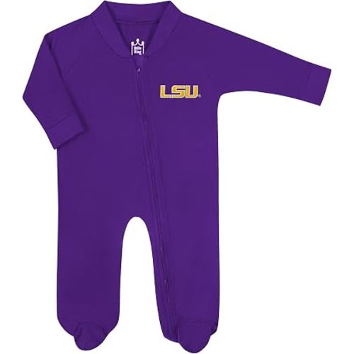 Little King NCAA Long Sleeve Full Zip Footed Romper with Embroidered Logo