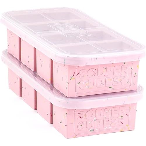 Souper Cubes 1 Cup Silicone Freezer Trays with Lids, Cotton Candy, 2-Pack